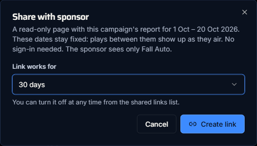 Choosing how long the link works